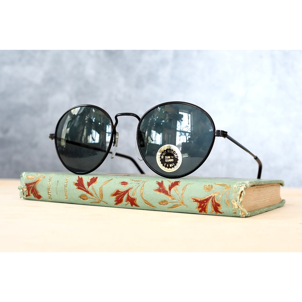 Vintage 1980s Semi Round Sunglasses New With Tag Korea Hipster Academia Preppy